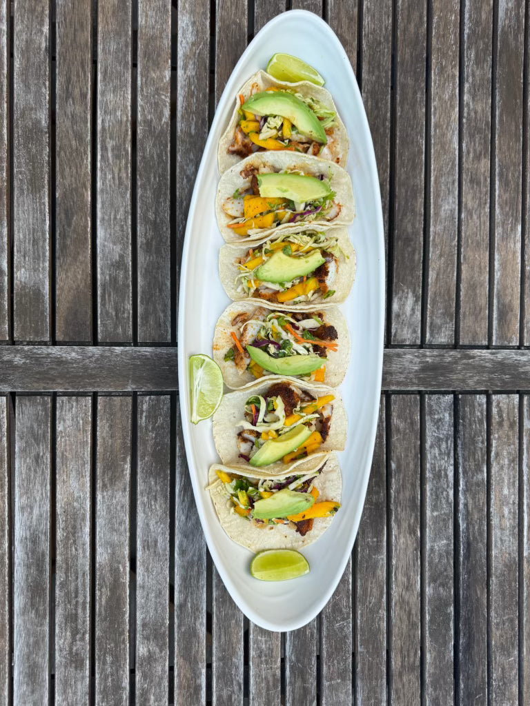 Fish Tacos w/ Mango Slaw